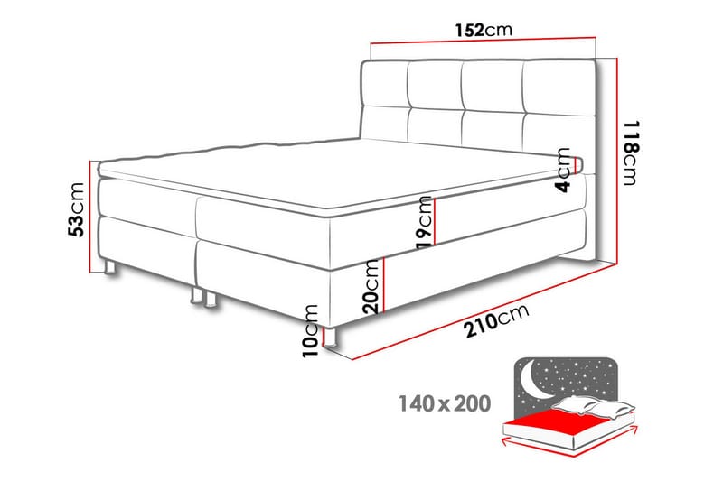 Isoba Sängpaket 140x200 cm Blå - Blå - Möbler - Säng - Komplett sängpaket