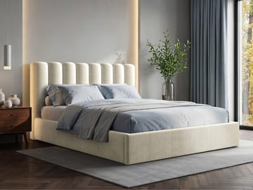Isvik Sängram med förvaring 160x200 cm - beige - Möbler - Säng - Sängram & sängstomme