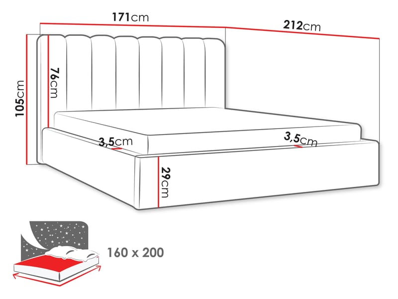 Isvik Sängram med förvaring 160x200 cm - grå - Möbler - Säng - Sängram & sängstomme