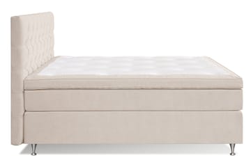 Joluma Komplett Sängpaket – Kontinentalsäng 180x200 cm i Tyg med Sänggavel + Bäddmadrass med Fasthetsgrad Fast - Ljusbeige - Möbler - Säng - Kontinentalsäng