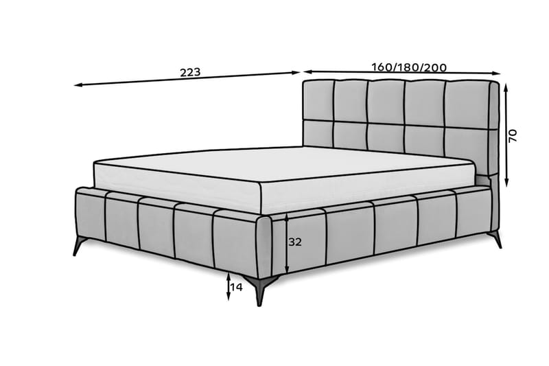 Kamble Sängram med Förvaring 180x200 cm - Beige - Möbler - Säng - Sängram & sängstomme