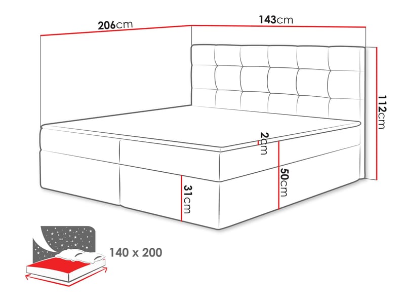 Kleiv Kontinentalsäng med förvaring 140x200 cm - brun - Möbler - Säng - Enkelsäng
