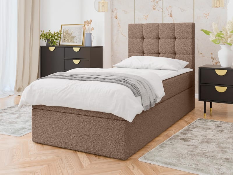 Kleiv Kontinentalsäng med förvaring 90x200 cm - brun - Möbler - Säng - Enkelsäng