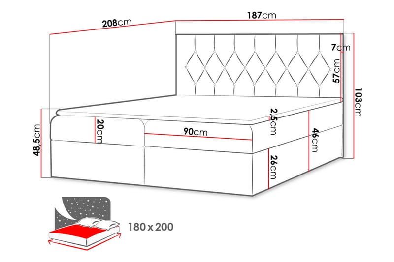Jitendera Sängpaket Kontinentalsäng 180x200 cm med Förvaring - Beige - Möbler - Säng - Komplett sängpaket