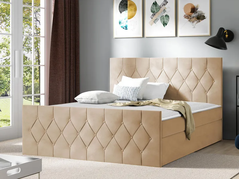 Jitendra Sängpaket Kontinentalsäng 120x200 cm med Förvaring - Beige - Möbler - Säng - Komplett sängpaket