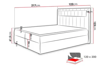 Kontinentalsäng 120x200 Grå - Grå - Möbler - Säng - Komplett sängpaket