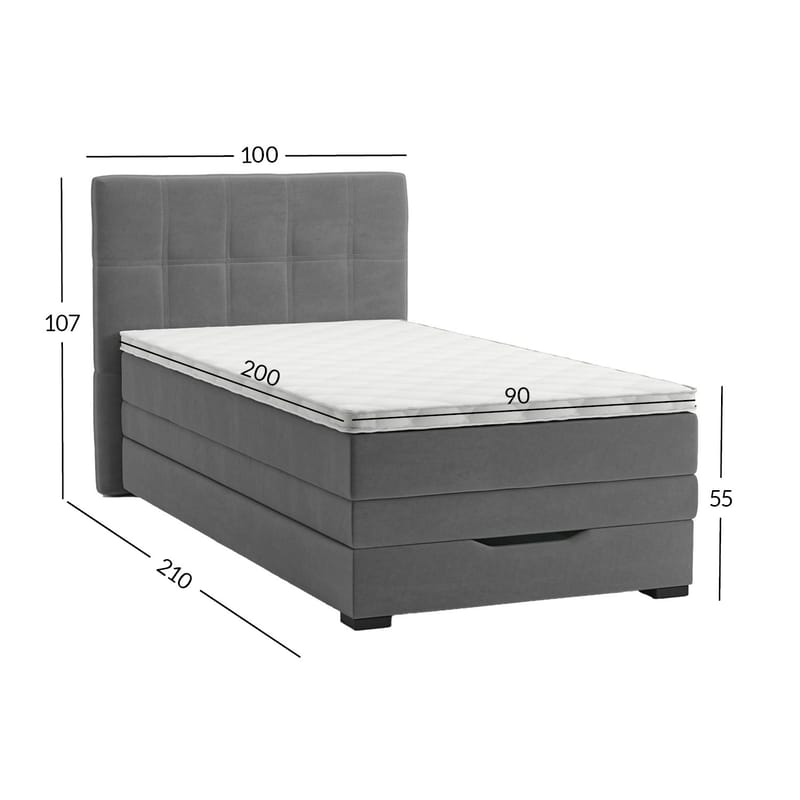 Kontinentalsäng Holvik 90x200 cm - grå - Möbler - Säng - Enkelsäng