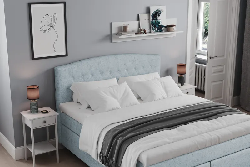 Belda Sängpaket 160x200 Fast - Ljusblå - Möbler - Säng - Kontinentalsäng