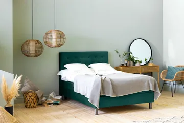 Ella Kontinentalsäng 140x200cm - Grön/Sammet - Möbler - Säng - Kontinentalsäng