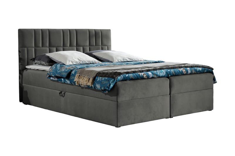 Frusci Sängpaket – Kontinentalsäng 120x200 cm med Sänggavel + Bäddmadrass med Fasthetsgrad Medium, Grå