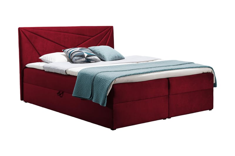 Frusci Sängpaket – Kontinentalsäng 140x200 cm med Sänggavel + Bäddmadrass med Fasthetsgrad Medium, Röd