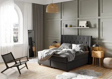 Imperia Komplett Sängpaket 210x210 cm Kontinentalsäng med gavel - Mörkgrå - Möbler - Säng - Kontinentalsäng