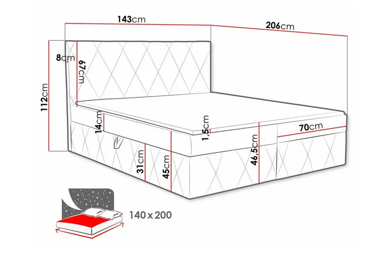 Kintore Kontinentalsäng 140x200 cm - Möbler - Säng - Kontinentalsäng