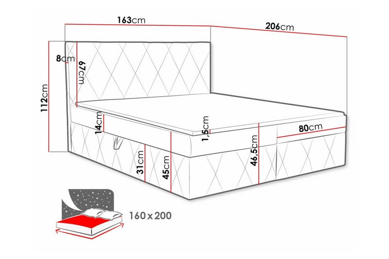 Kintore Kontinentalsäng 160x200 cm - Möbler - Säng - Kontinentalsäng