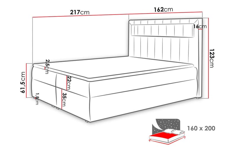 Kontinentalsäng 160x200  Vit - Vit - Möbler - Säng - Kontinentalsäng