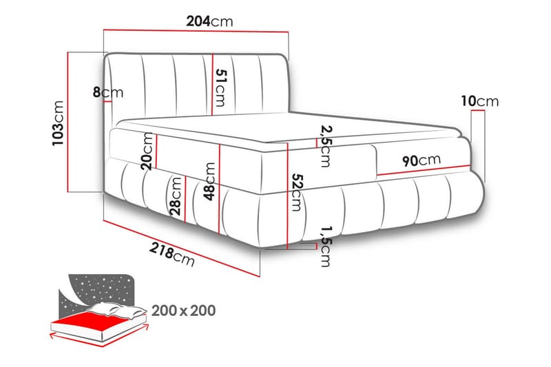 Kontinentalsäng 204x218 cm - Blå - Möbler - Säng - Kontinentalsäng