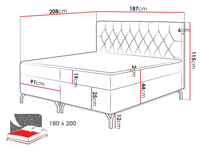 Mavik Sängpaket Kontinentalsäng med förvaring 180x200 cm - beige - Möbler - Säng - Kontinentalsäng
