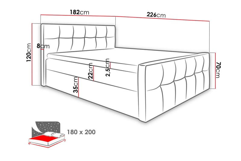 Norrbacksjö Kontinentalsäng 180x200 cm - Vit - Möbler - Säng - Kontinentalsäng