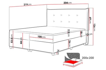Prato Kontinentalsäng med Förvaring 200x200 cm i Tyg med Sänggavel - Beige - Möbler - Säng - Kontinentalsäng