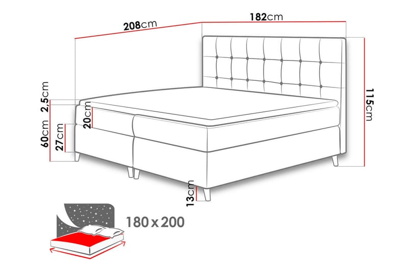 Sandham Kontinentalsäng 200x200 cm - Rosa - Möbler - Säng - Kontinentalsäng