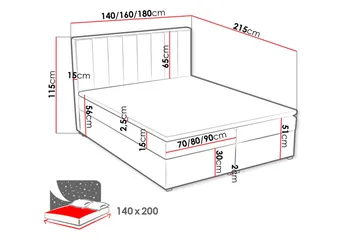 Valasco Kontinentalsäng 140x200 cm  Grön - Grön - Möbler - Säng - Kontinentalsäng