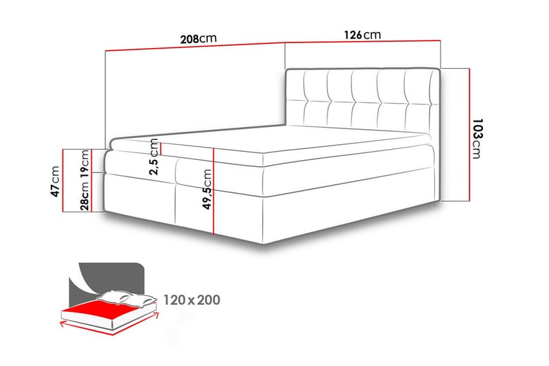 Kramvik Kontinentalsäng 120x200 - Svart - Möbler - Säng - Kontinentalsäng