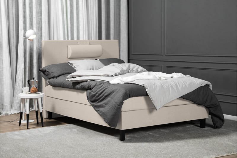 Lucky Komplett Sängpaket 120x200 Polyeter Slät Sänggavel - Nackkudde Stor Beige - Möbler - Säng - Komplett sängpaket
