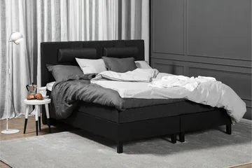 Lucky Komplett Sängpaket 160x200 Skum Slät - Svart/Grå/PU - Möbler - Säng - Komplett sängpaket