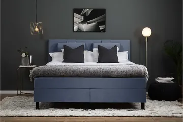 Lucky Komplett Sängpaket 180x200 Memory Slät Sänggavel - Nackkudde Stor Mörkblå - Möbler - Säng - Komplett sängpaket