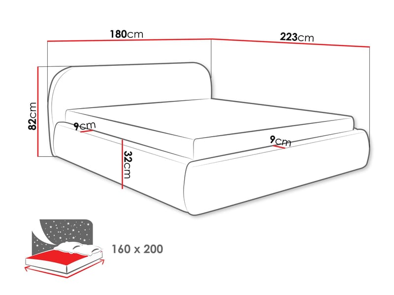 Lunna Sängram med förvaring 160x200 cm - grå - Möbler - Säng - Sängram & sängstomme