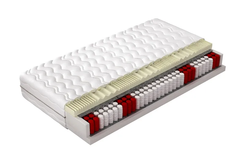 Memory Comfort Madrass 200x160x20 cm, Röd/Vit
