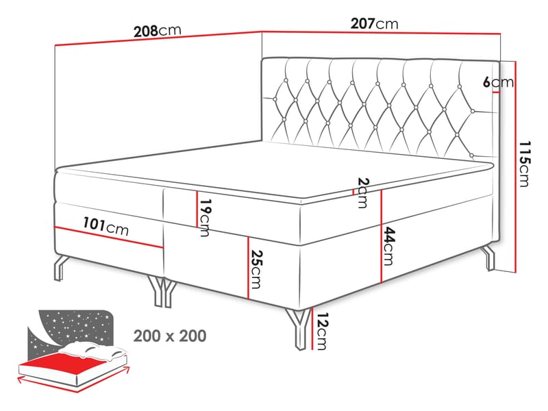 Mavik Sängpaket Kontinentalsäng med förvaring 200x200 cm - Mörkbrun - Möbler - Säng - Kontinentalsäng