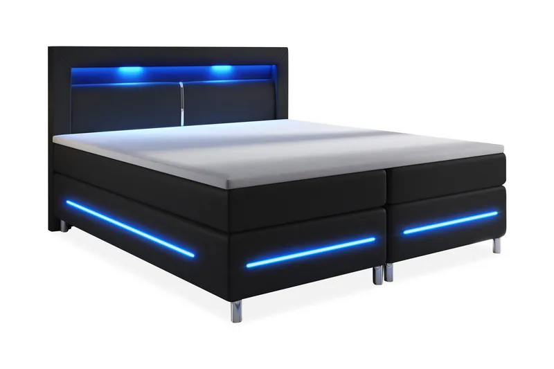 Modena Lyx Sängpaket 140x200 LED-belysning - Svart - Möbler - Säng - Kontinentalsäng