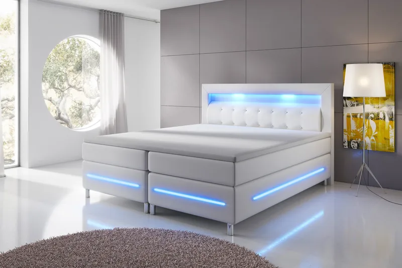 Modena Lyx Sängpaket 140x200 LED-belysning - Vit - Möbler - Säng - Kontinentalsäng
