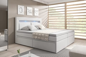 Modena Sängpaket 180x200 medFörvaring LED-belysning - Vit - Möbler - Säng - Sängar med förvaring