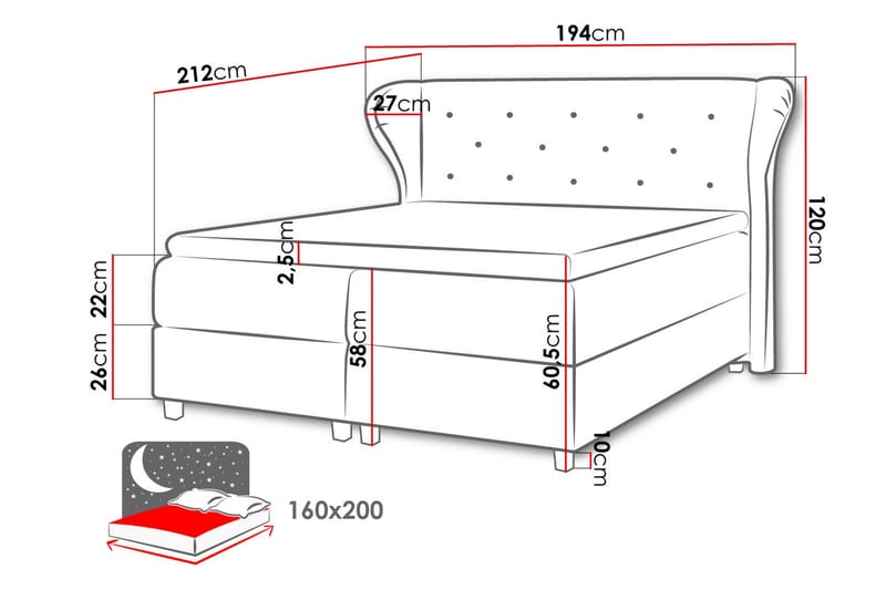 Naurstad Kontinentalsäng 160x200 - Blå - Möbler - Säng - Kontinentalsäng