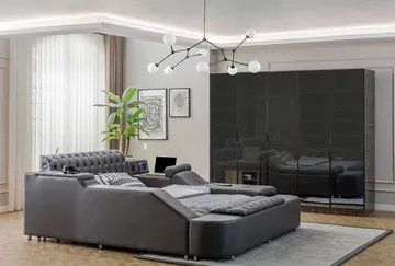 Olyvan Sängpaket med bänk och förvaring 250x290 cm Konstläder - Svart - Möbler - Säng - Sängram & sängstomme
