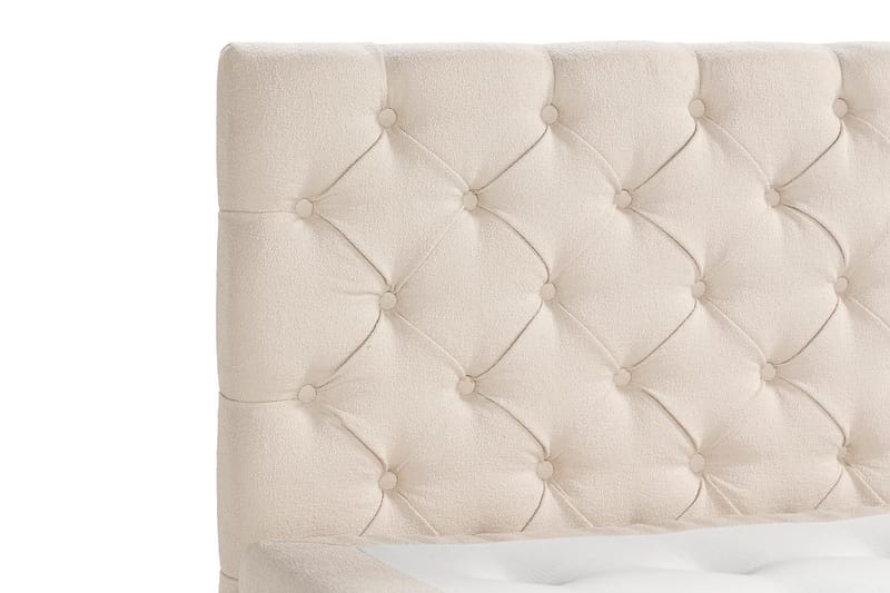Oslo Lyx Sängpaket Boucle 140x200 Djuphäftad gavel - Ljusbeige - Möbler - Säng - Kontinentalsäng