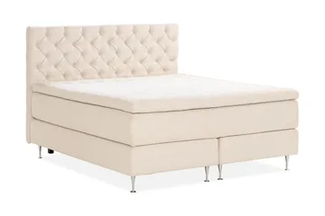Oslo Lyx Sängpaket Boucle 160x200 Djuphäftad gavel - Ljusbeige - Möbler - Säng - Kontinentalsäng