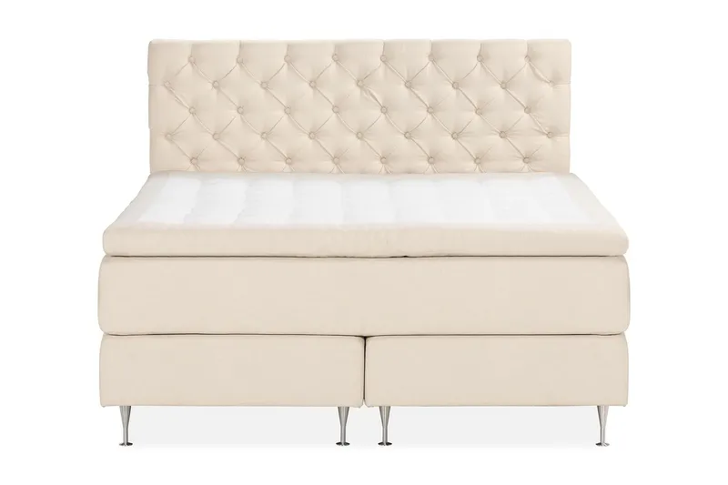 Oslo Lyx Sängpaket Boucle 180x200 Djuphäftad gavel - Ljusbeige - Möbler - Säng - Kontinentalsäng