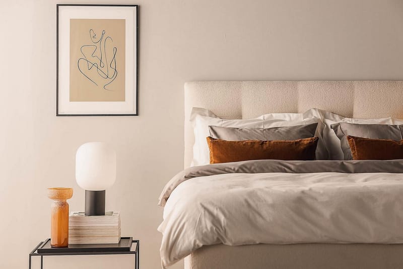 Oslo Lyx Sängpaket Boucle 180x200 Knappad gavel - Beige - Möbler - Säng - Kontinentalsäng