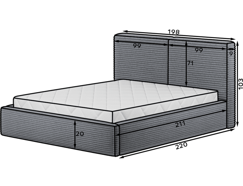 Pesillo Sängram med förvaring 180x200 cm - Modullo 35 - Möbler - Säng - Sängram & sängstomme