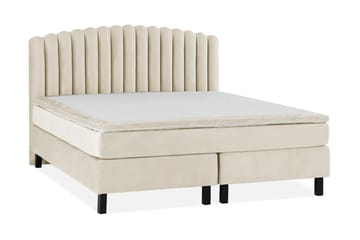 Princess Komplett Sängpaket – Kontinentalsäng 180x200 cm i Tyg med Sänggavel + Bäddmadrass med Fasthetsgrad Medium - Beige - Möbler - Säng - Komplett sängpaket