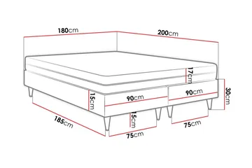 Adeliza Ramsäng 180x200 cm - Sammet/Rosa/Trä/Metall - Möbler - Säng - Ramsäng