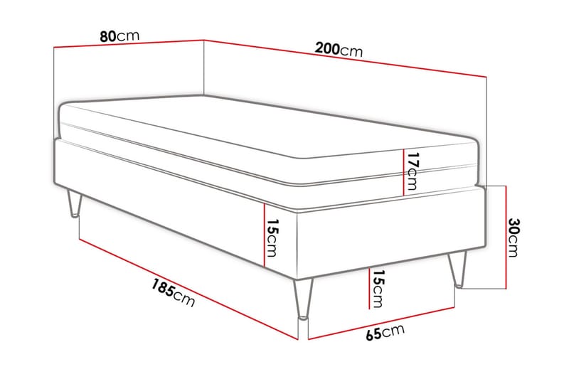 Adeliza Ramsäng 80x200 cm - Sammet/Rosa/Trä/Metall - Möbler - Säng - Ramsäng
