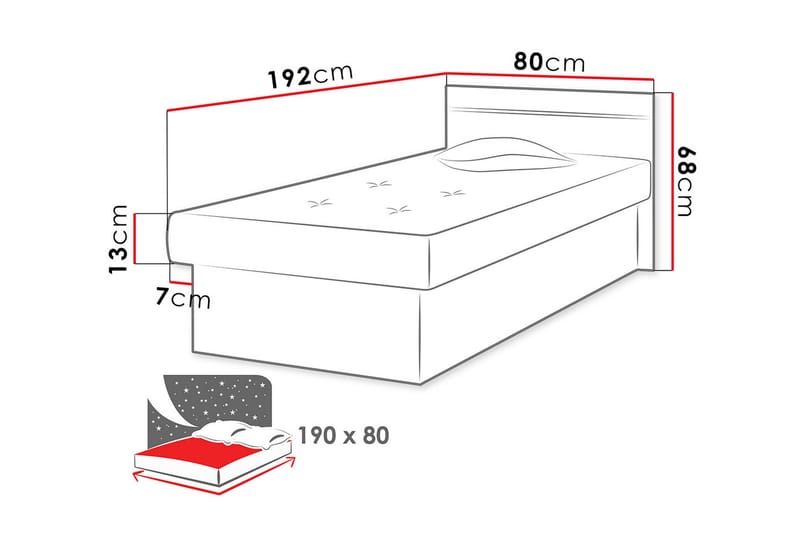 Berta Ramsäng 192x80x68 cm - Vit - Möbler - Säng - Komplett sängpaket