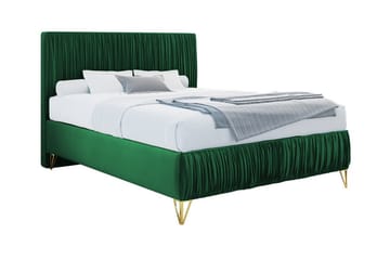 Gortin Komplett Sängpaket – Ramsäng 120x200 cm i Sammet med Sänggavel + Bäddmadrass - Grön - Möbler - Säng - Komplett sängpaket