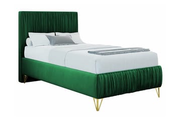 Gortin Komplett Sängpaket – Ramsäng 80x200 cm i Sammet med Sänggavel + Bäddmadrass - Grön - Möbler - Säng - Komplett sängpaket