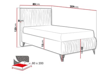 Gortin Komplett Sängpaket – Ramsäng 80x200 cm i Sammet med Sänggavel + Bäddmadrass - Rost - Möbler - Säng - Komplett sängpaket