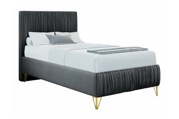 Gortin Ramsäng 80x200 cm i Sammet med Sänggavel - Grå - Möbler - Säng - Komplett sängpaket